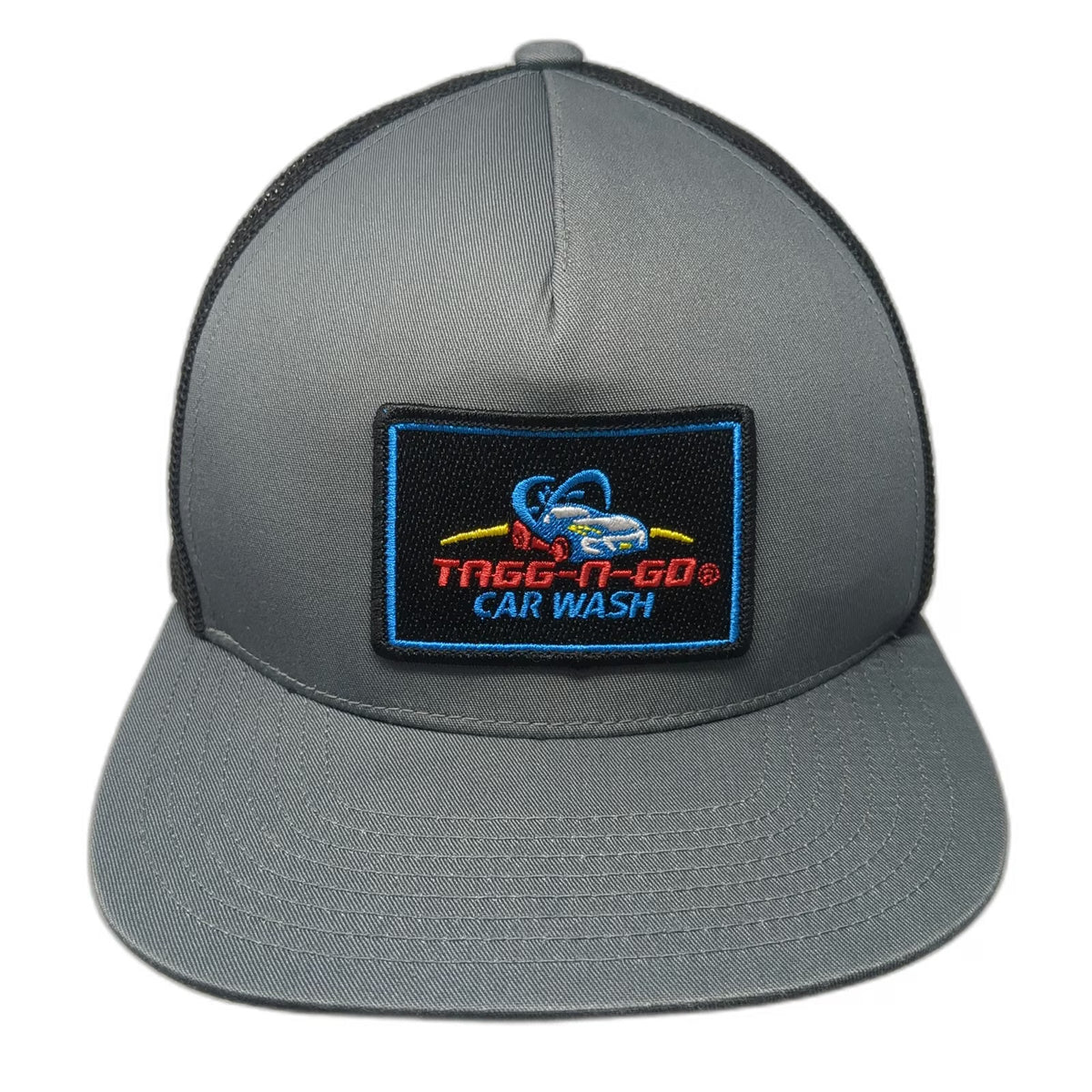 Pacific Headwear Trucker Hat Gray One Size Mesh Snapback Car Wash Logo Flat Bill