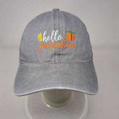 Hello Pumpkin Slideback Hat Gray One Size Adjustable Embroidered David And Young