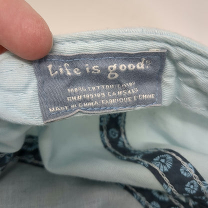 Life is Good Baseball Cap Blue One Size Flower Floral Graphic Slideback Hat