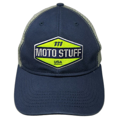 Sportsman Baseball Cap Blue One Size Moto Stuff USA Mesh Back Strapback Hat