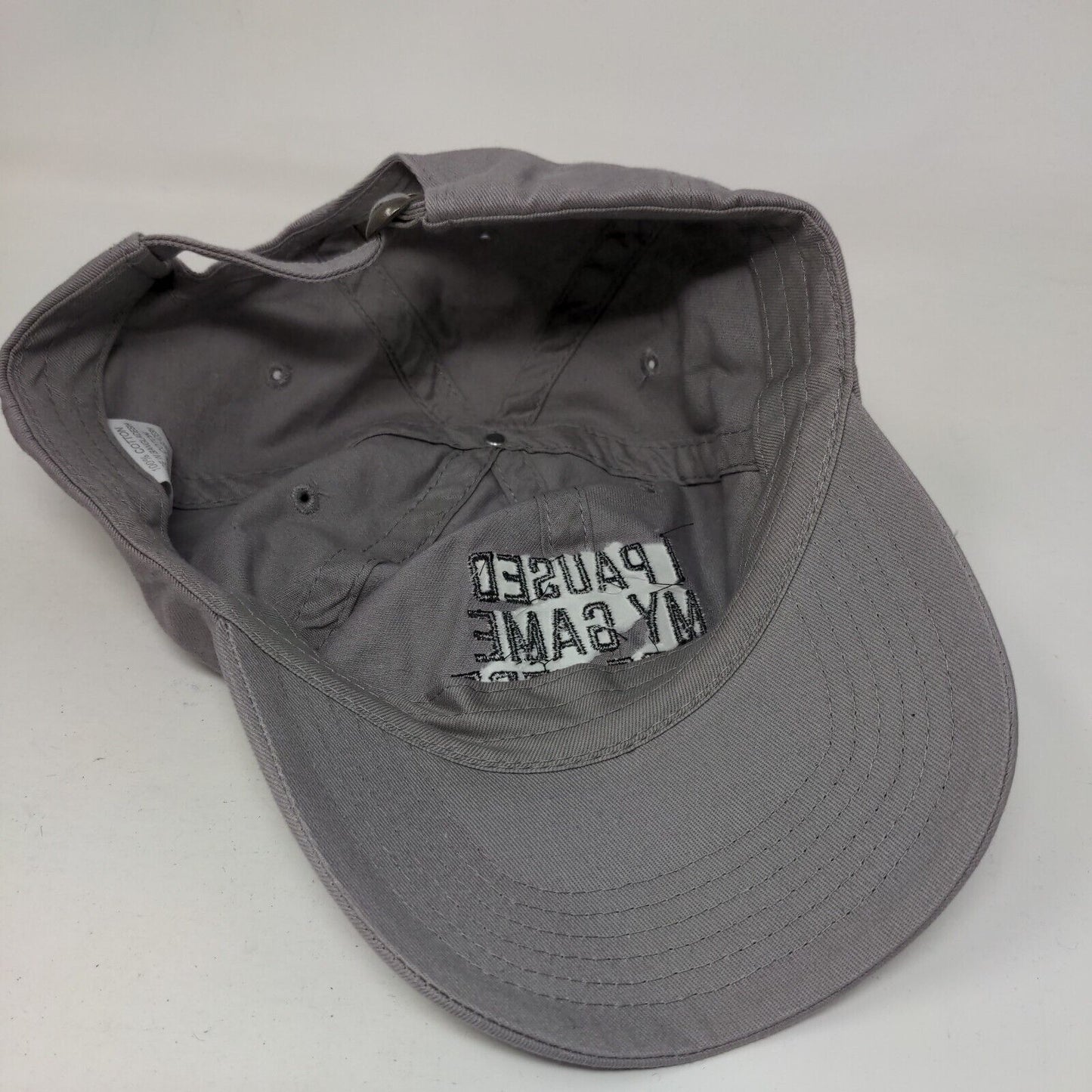 I Paused My Game To Be Here Slideback Hat Gray One Size Adjustable Embroidered