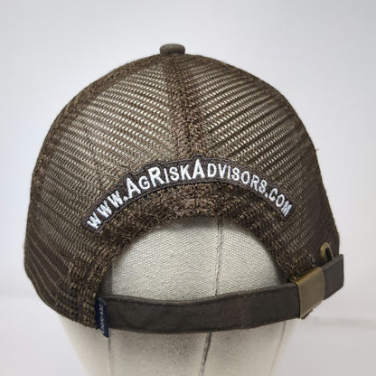 Ouray Sportswear Baseball Cap Brown One Size AgRisk Advisors Mesh Side Flag hat