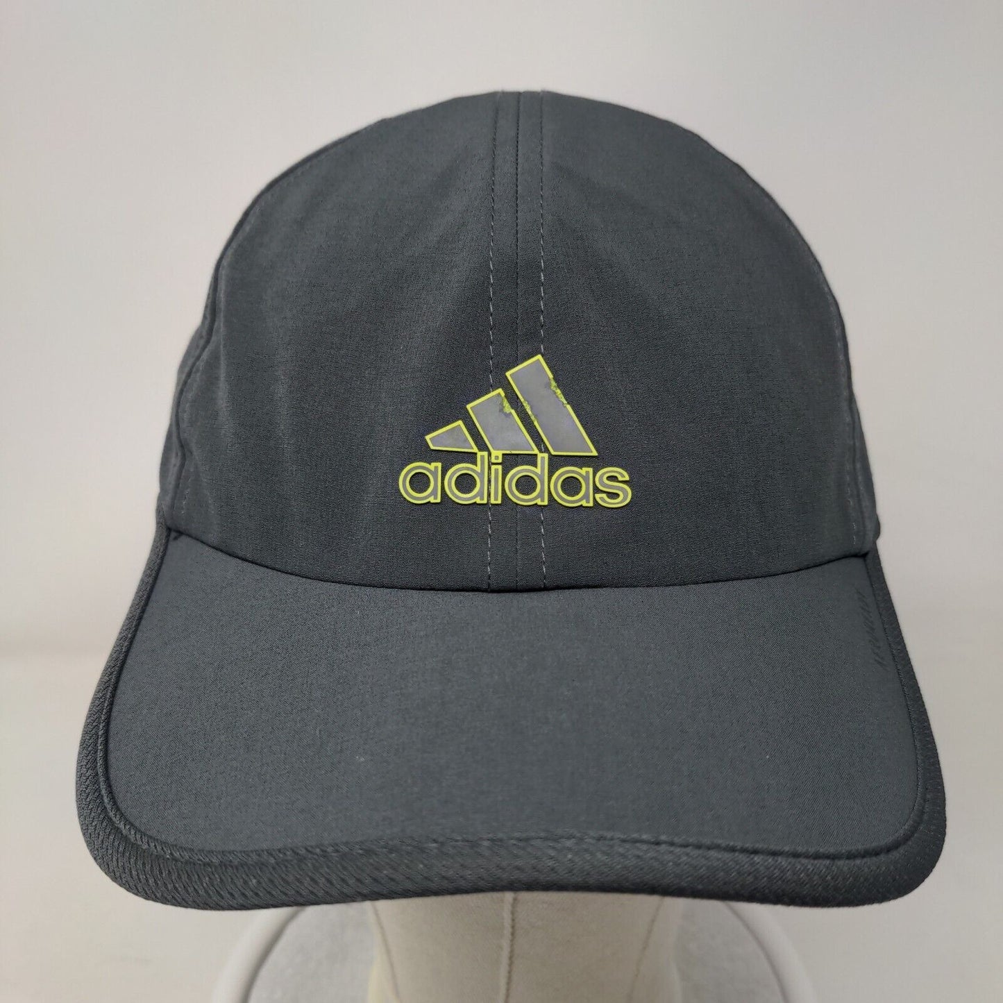 Adidas 3 Stripes Logo Strapback Hat Gray One Size Aeroready Adjustable