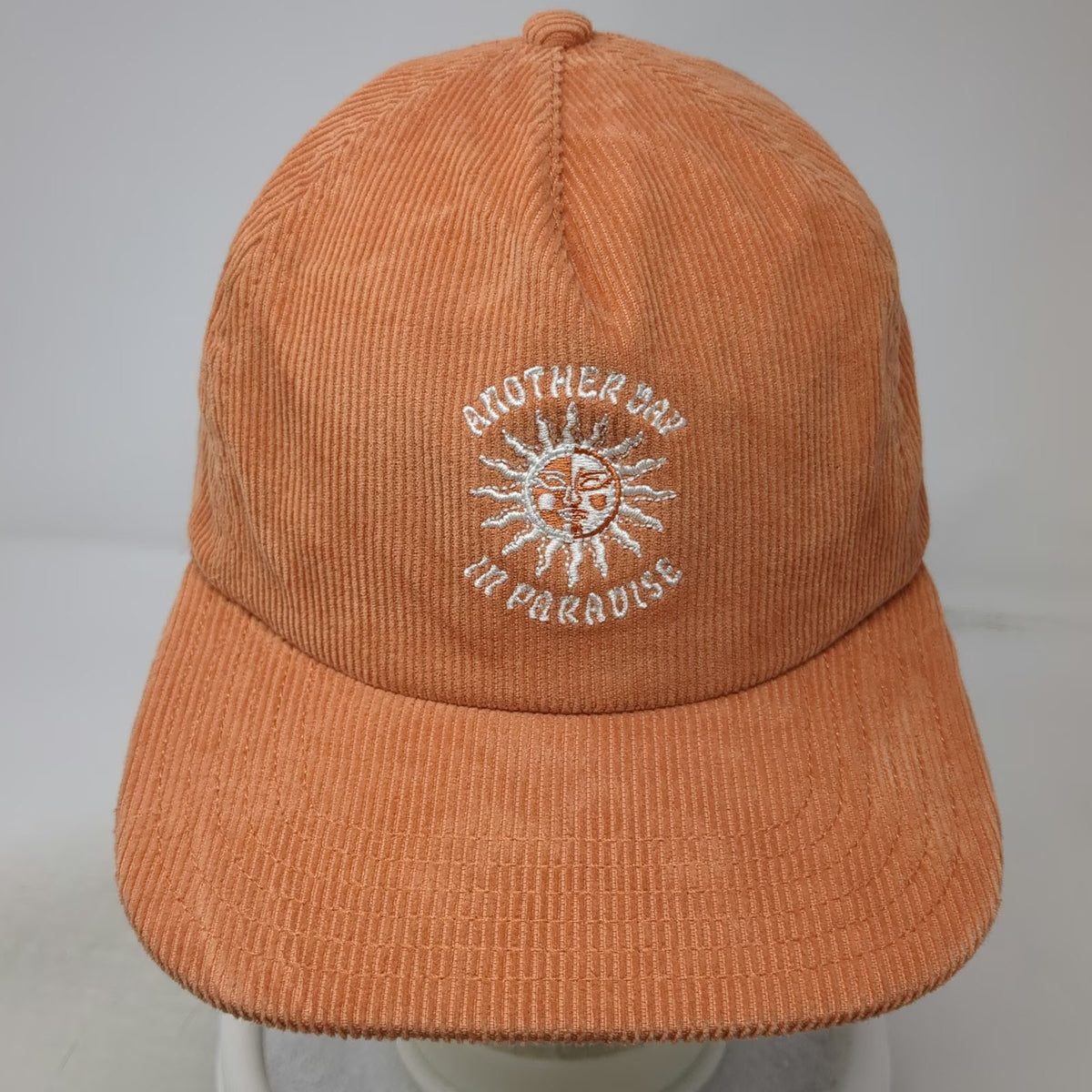 American Eagle 5 Panel Orange One Size Corduroy Paradise Sun Hat Slideback Strap
