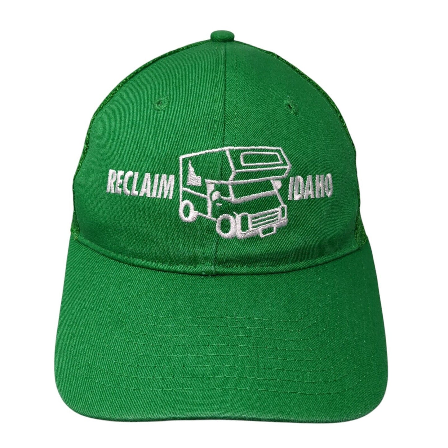 Reclaim Idaho Snapback Mesh Back Trucker Hat Green One Size Embroidered