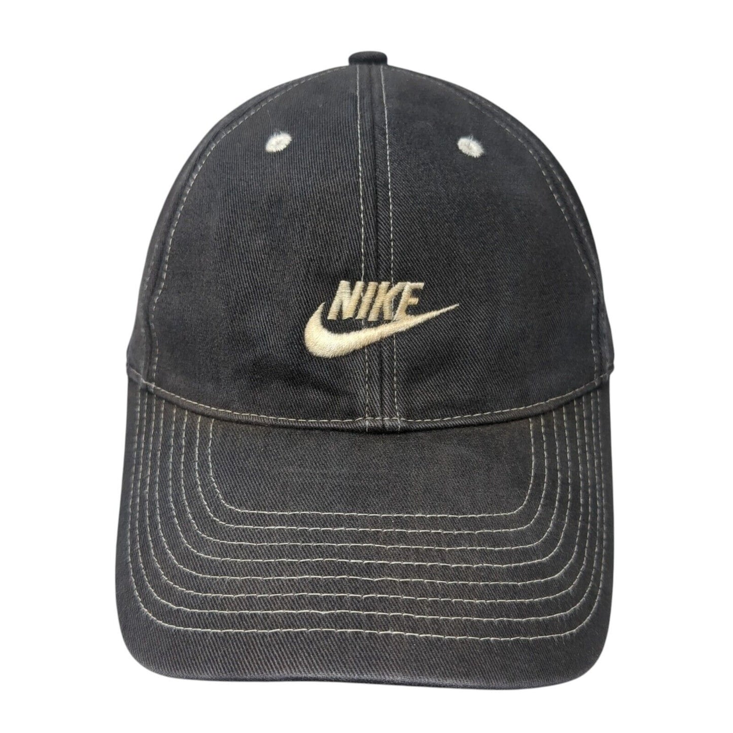 Nike Strapback Hat Black One Size Adjustable Embroidered Swoosh 6 Panel