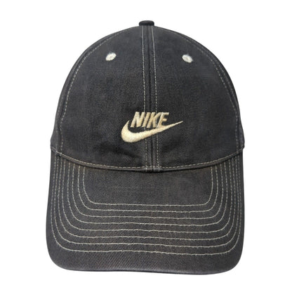 Nike Strapback Hat Black One Size Adjustable Embroidered Swoosh 6 Panel