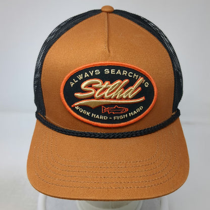 STLHD Gear Brown Black Trucker Hat One Size Mesh Snapback Steelhead Fish Patch