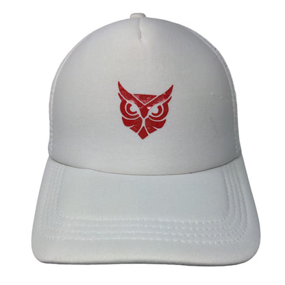 Owl Snapback Trucker Hat White One Size Adjustable Mesh Back 6 Panel