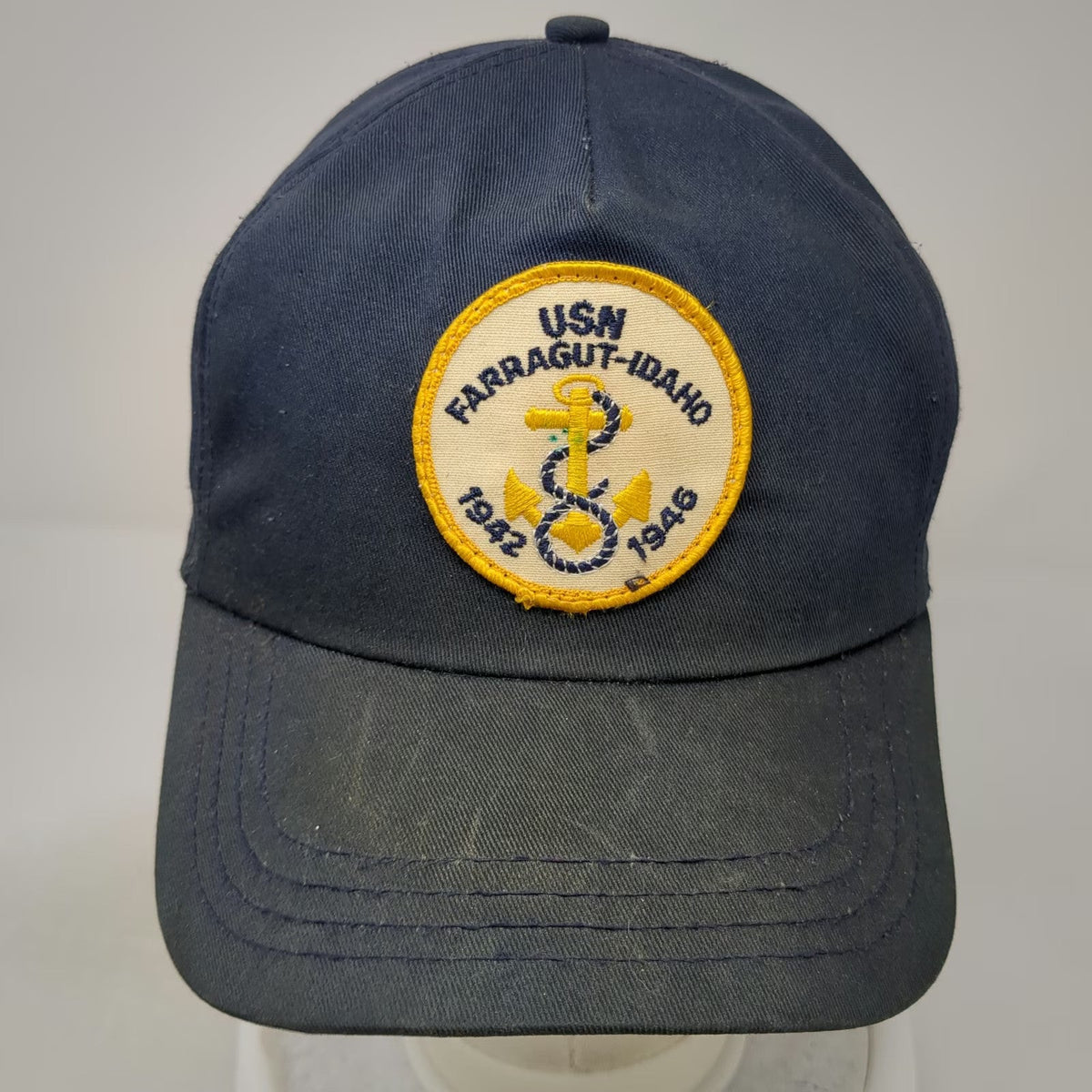 Langenberg Hat Co 5 Panel Blue One Size USN Farragut Idaho Snapback Anchor USA