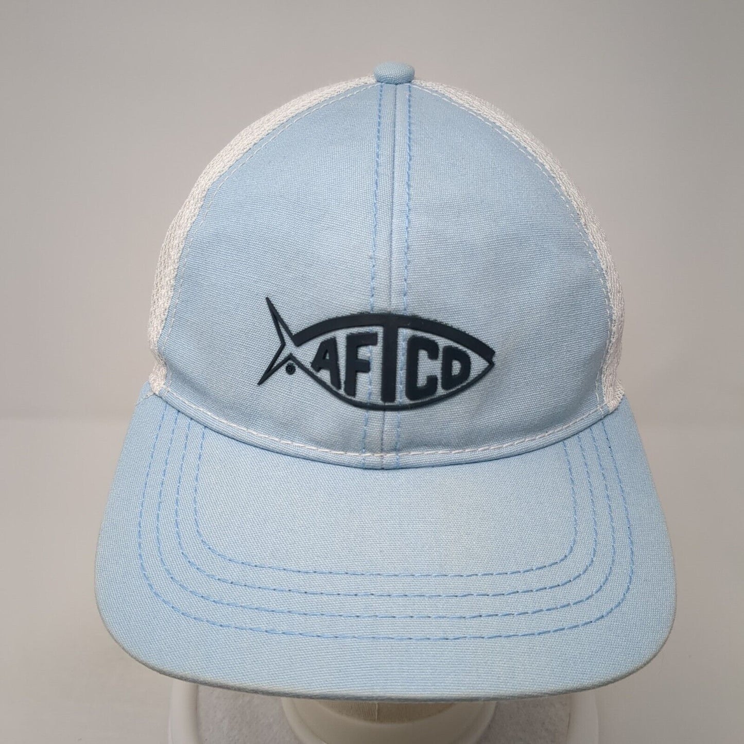 AFTCO Strapback Trucker HatBlue One Size Adjustable Embroidered Mesh Back