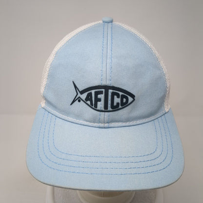 AFTCO Strapback Trucker HatBlue One Size Adjustable Embroidered Mesh Back