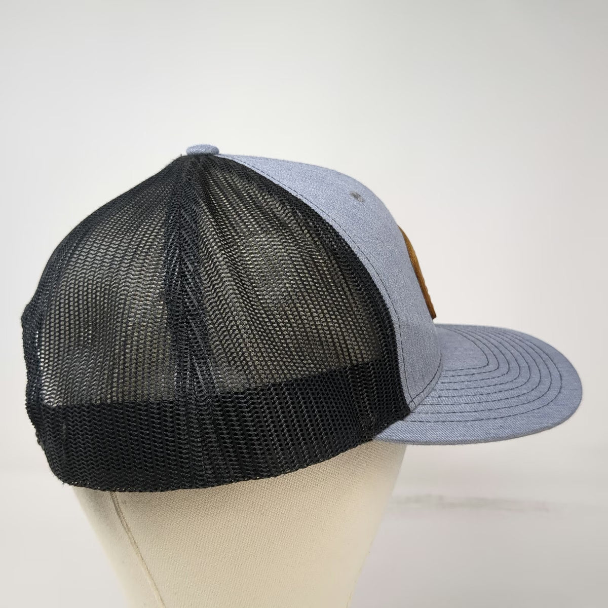Richardson Trucker Hat Gray XL Snapback Mesh Back Leather Patch Riverfront Hat