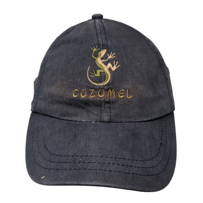 Cozumel Gecko Strapback Hat Blue One Size Embroidered Vent Holes