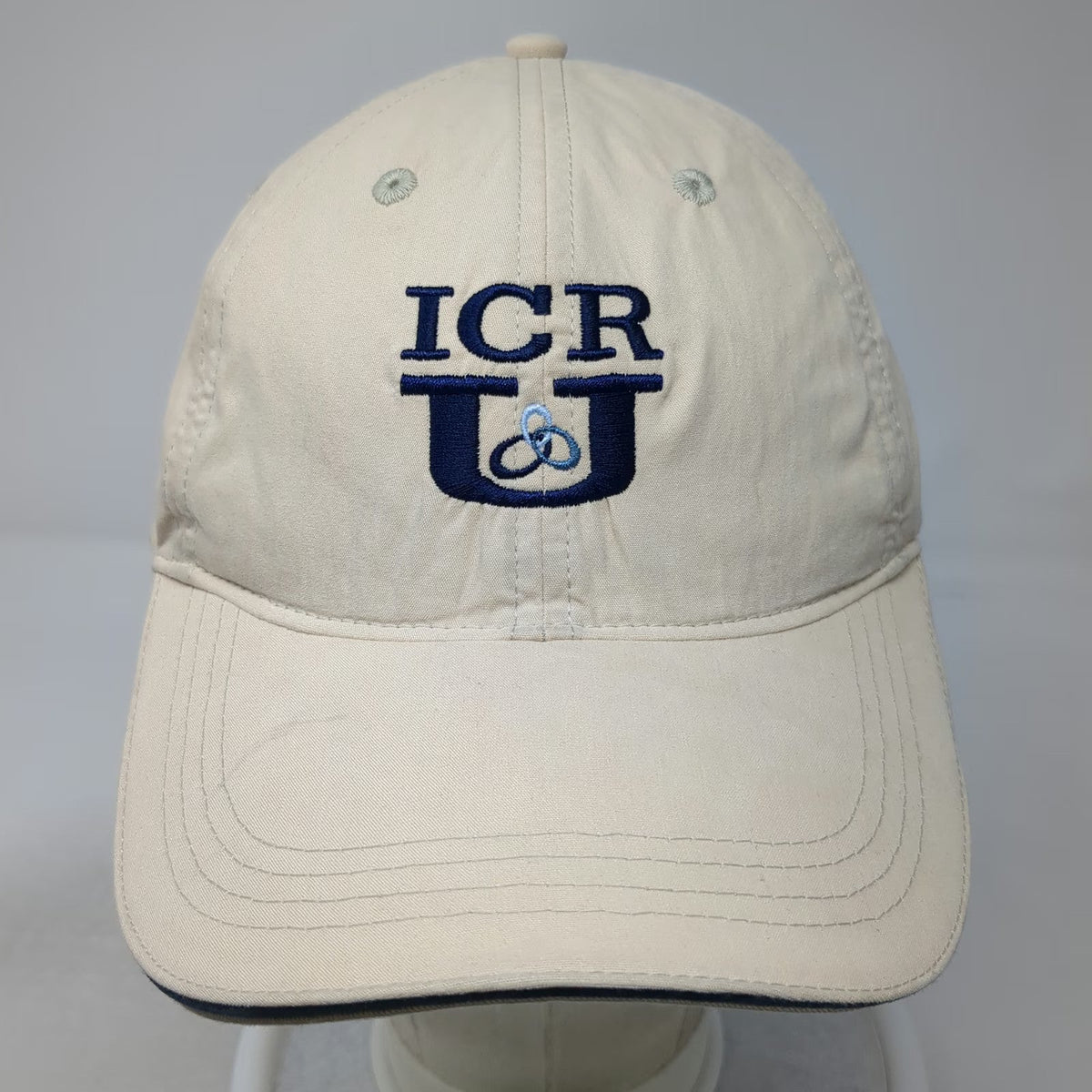 Devon & Jones Baseball Cap Beige One Size Strapback ICR U Logo Sandwich Brim Hat