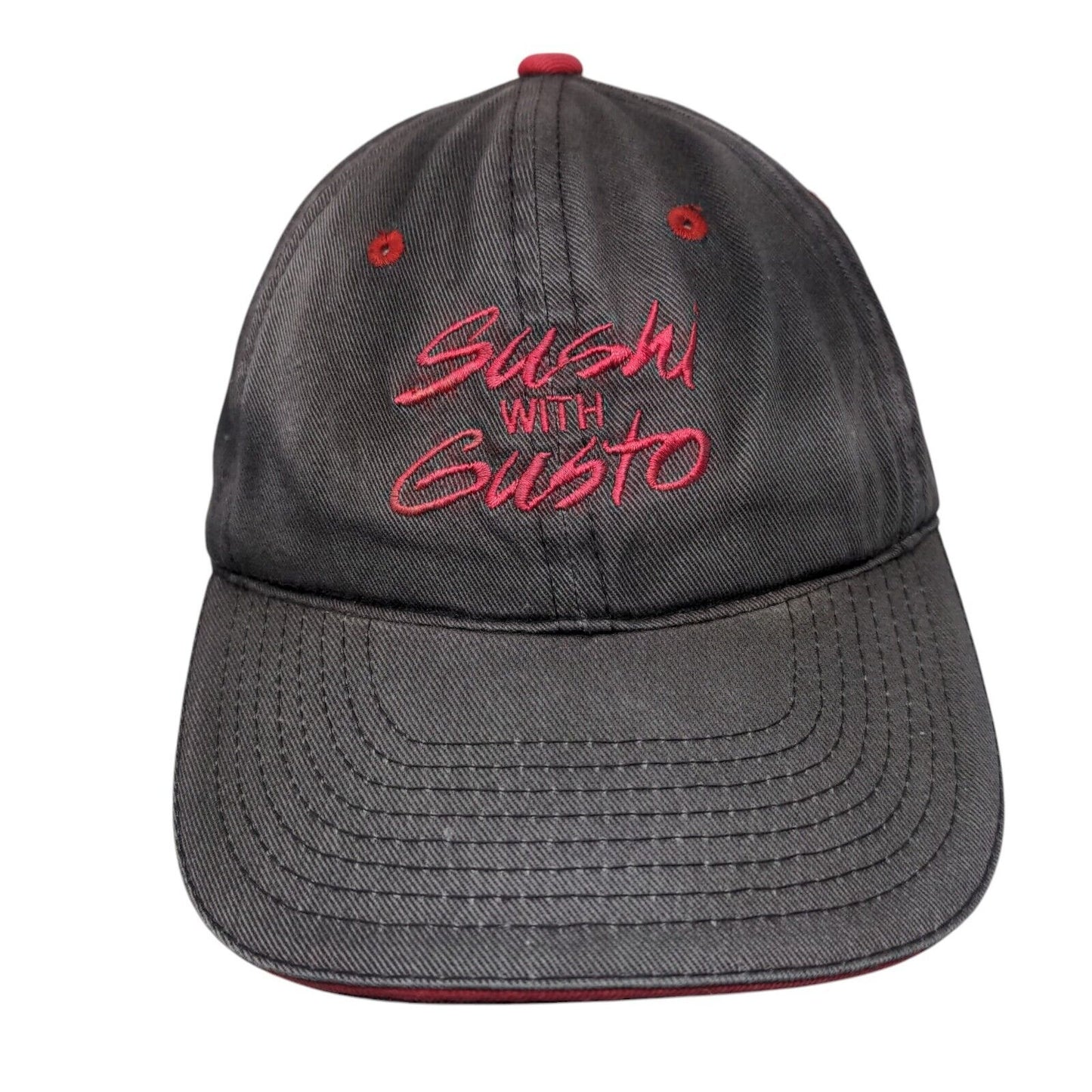 Sushi With Gusto Strapback Hat Black OSFM Embroidered Outdoor Cap