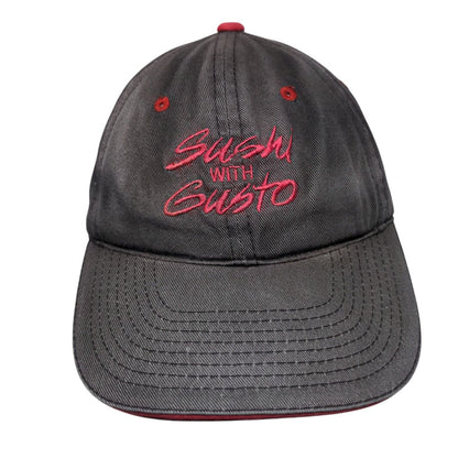 Sushi With Gusto Strapback Hat Black OSFM Embroidered Outdoor Cap