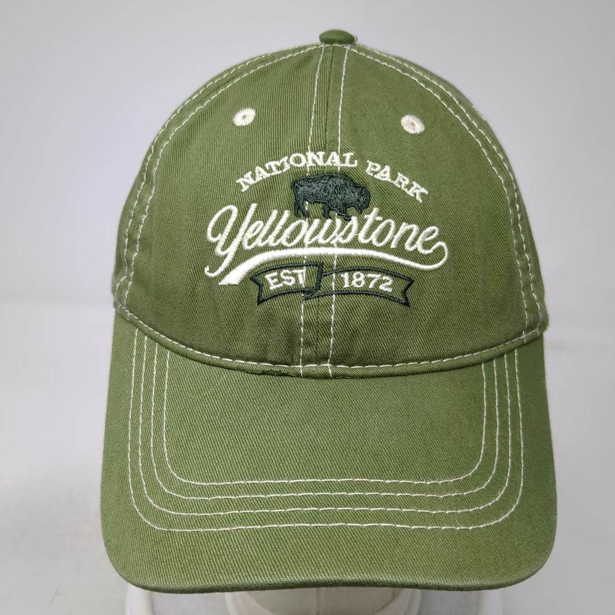 Prairie Mountain Baseball Cap Green One Size Yellowstone National Park Bison Hat