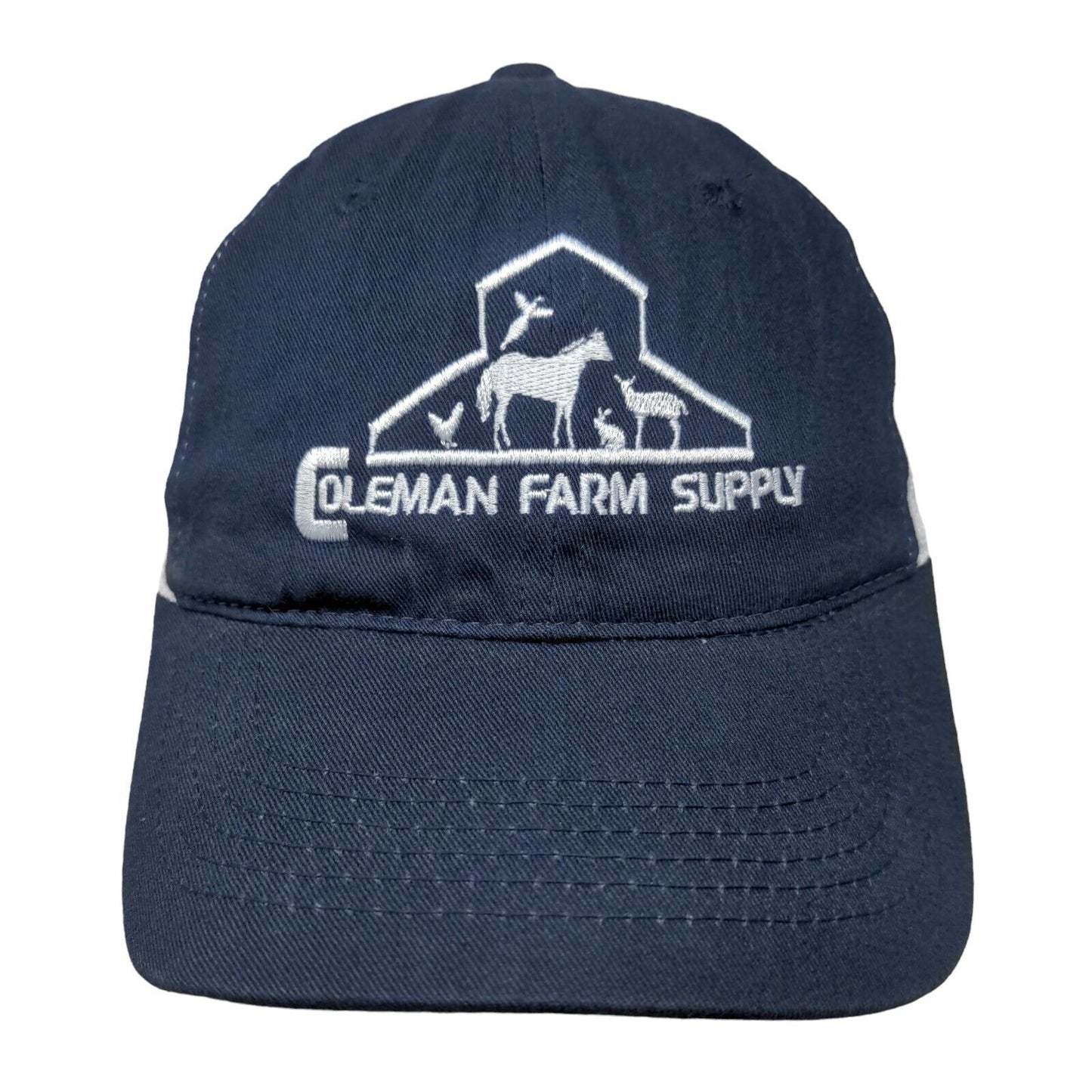 Coleman Farm Supply Strapback Mesh Back Trucker Hat Blue Adult Colorblock