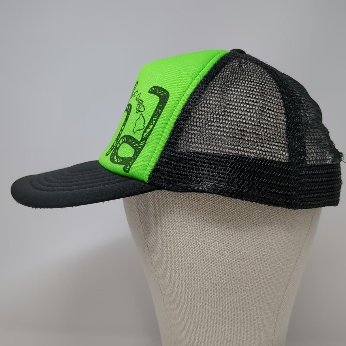 Hawaiian Headwear Trucker Hat Green Black OSFM Aloha Hawaii Mesh Back Snapback