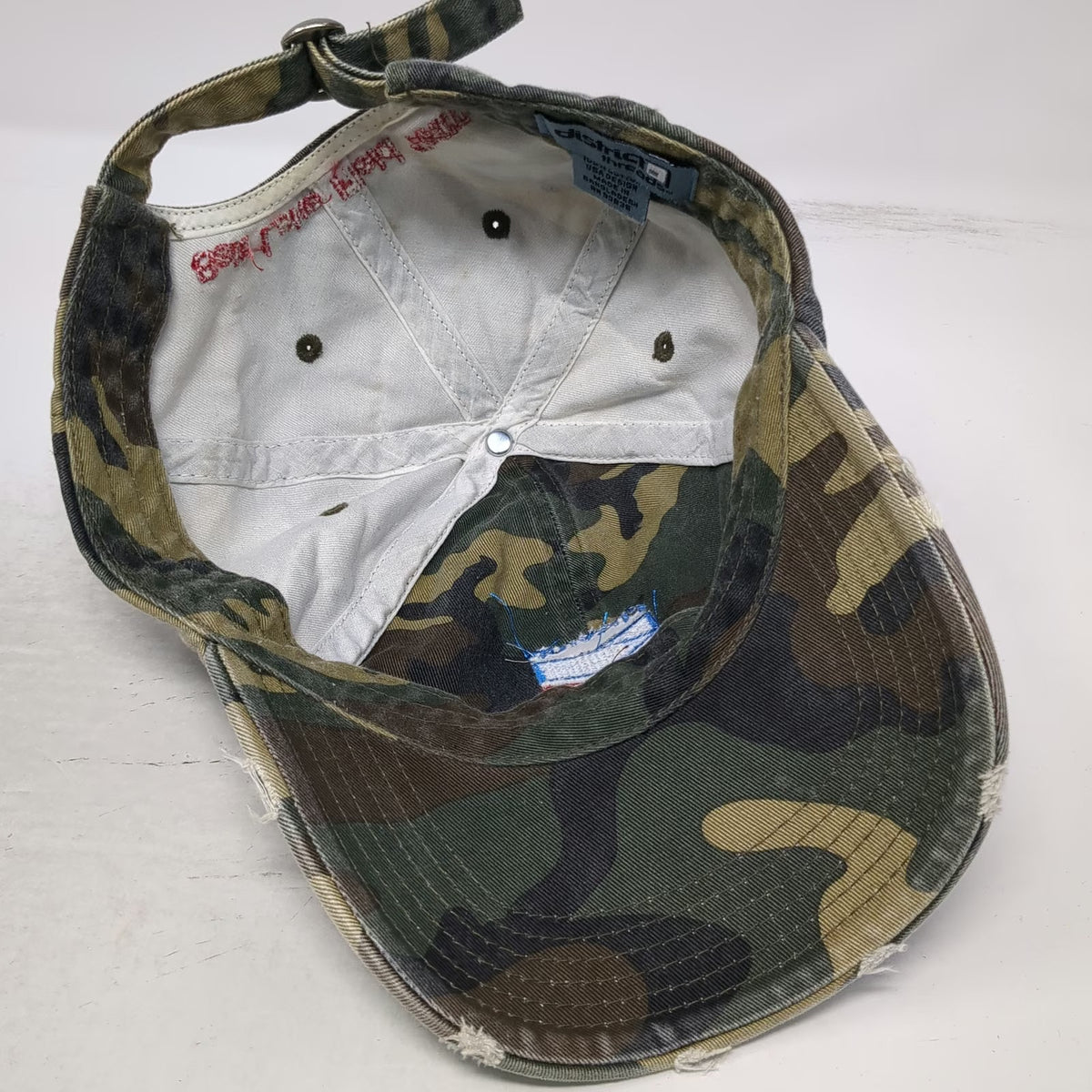 District Threads Baseball Cap Green Camo OSFM Distressed Chevron Salt Lake Hat