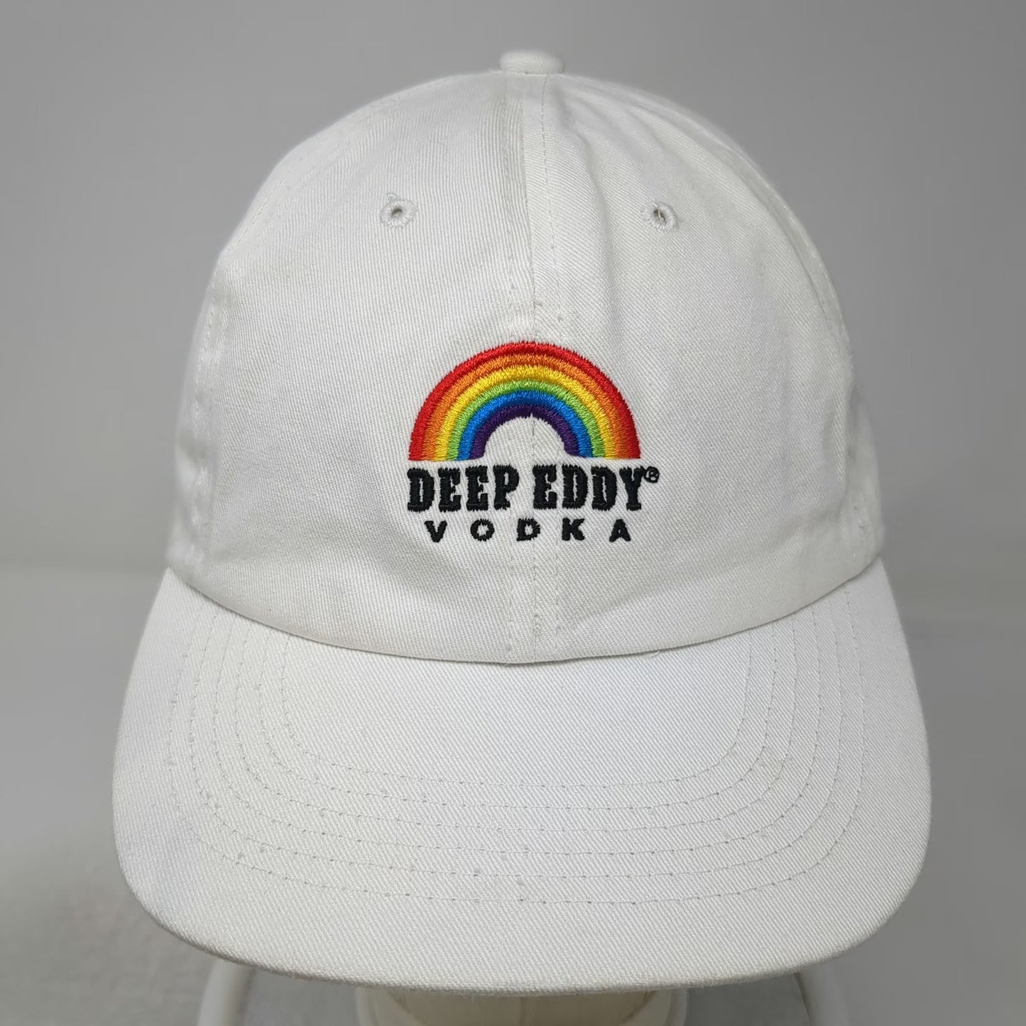 Deep Eddy Vodka Baseball Cap White One Size Rainbow Pride Flag Hat Adjustable