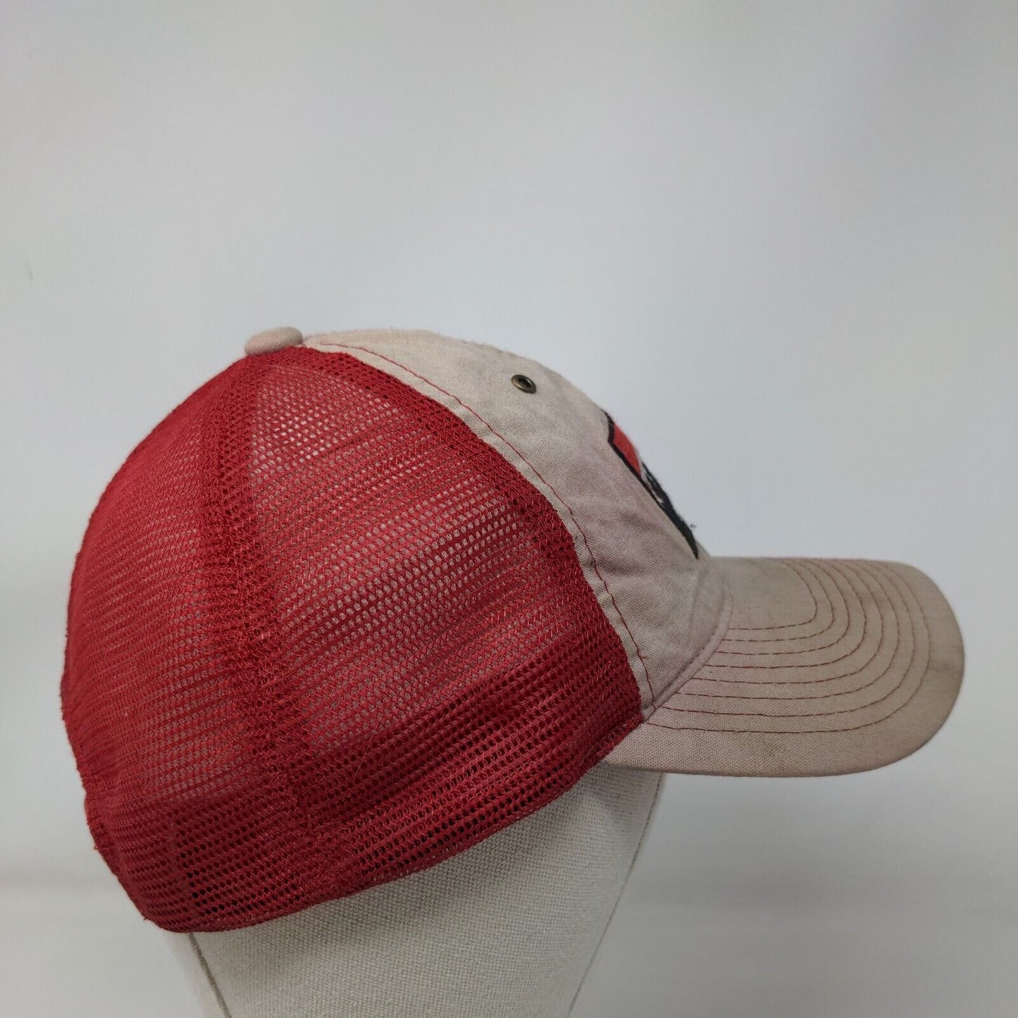 Zephyr Snapback Mesh Back Trucker Hat Louisville Embroidered Logo Tan Red