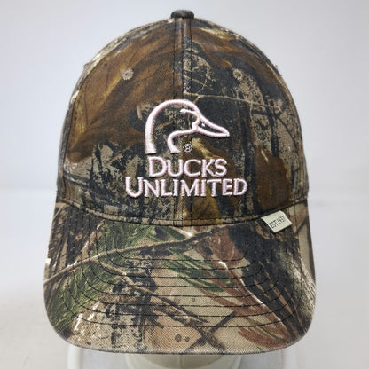Ducks Unlimited Baseball Cap Brown Camo Pink Logo One Size Slideback Hunting Hat