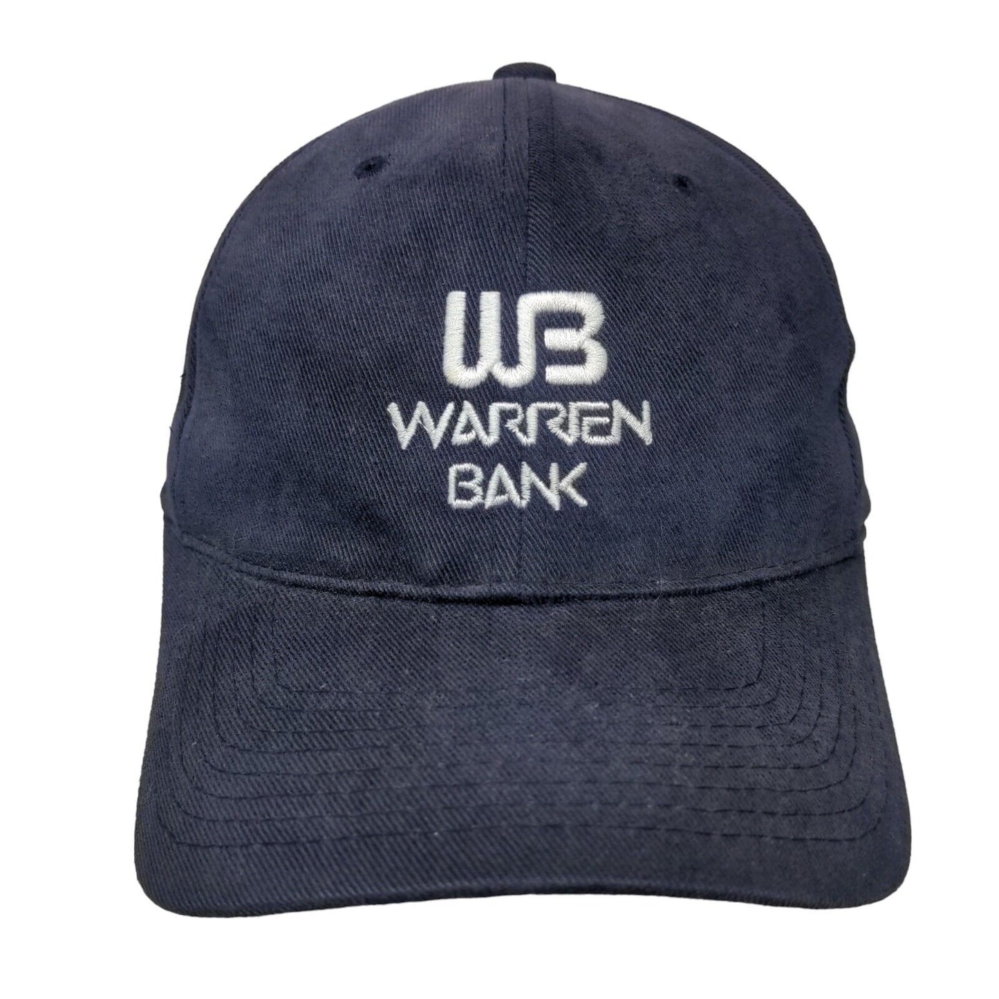 Warren Bank Strapback Hat Blue OSFA Adjustable Embroidered Cotton Yupoong
