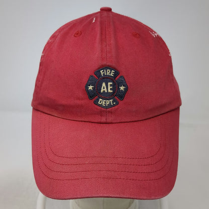 American Eagle AE Performance Red Baseball Cap Leather Strap Fire Dept Vintage