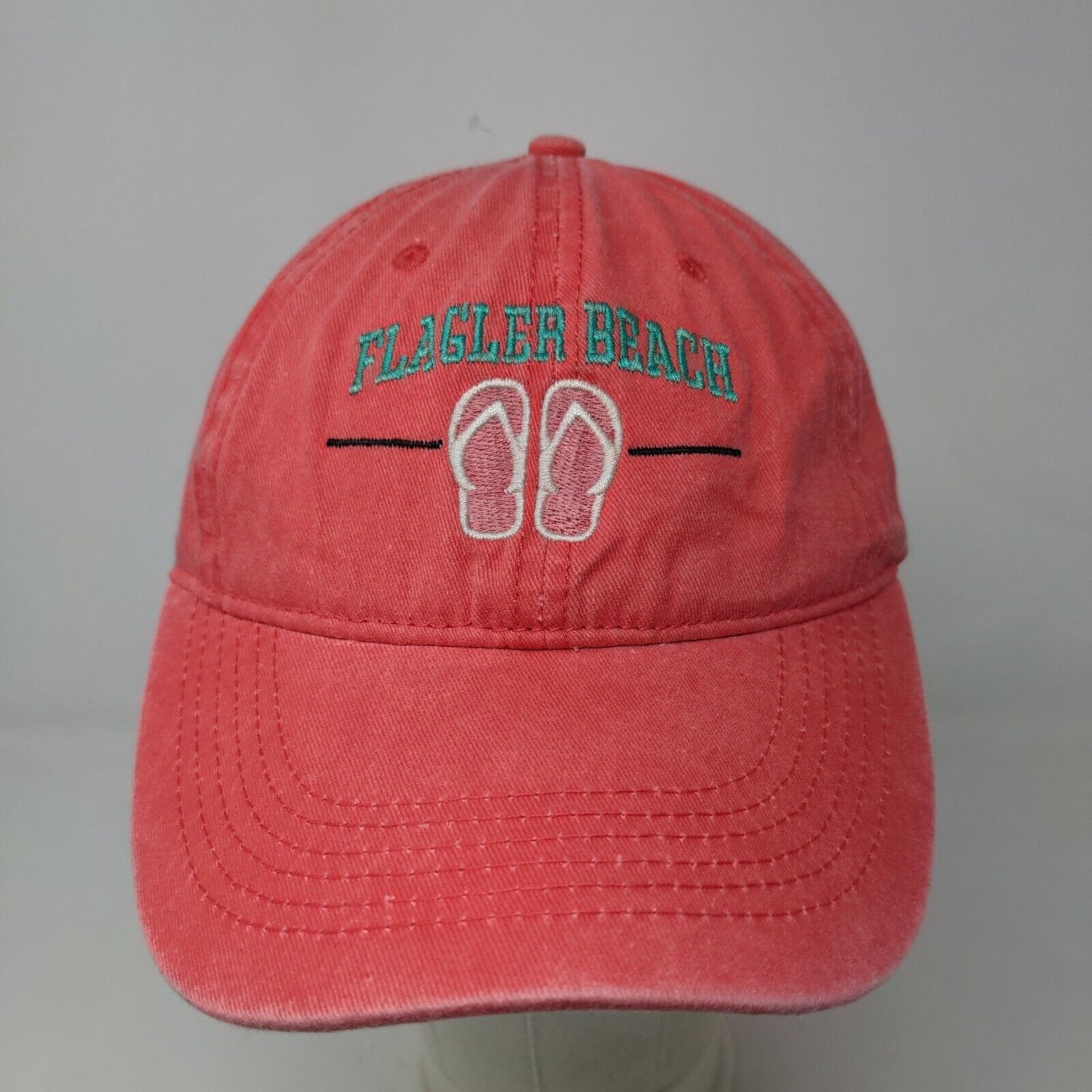 Kaufman Women's Strapback Hat Pink OSFA Embroidered Flagler Beach Logo Sandals