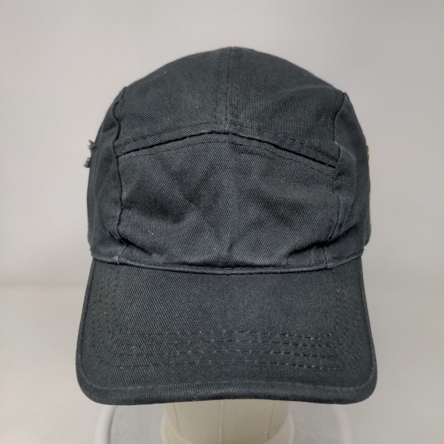 Unbranded Slideback 5 Panel Hat Black One Size Leather Strap Vent Holes