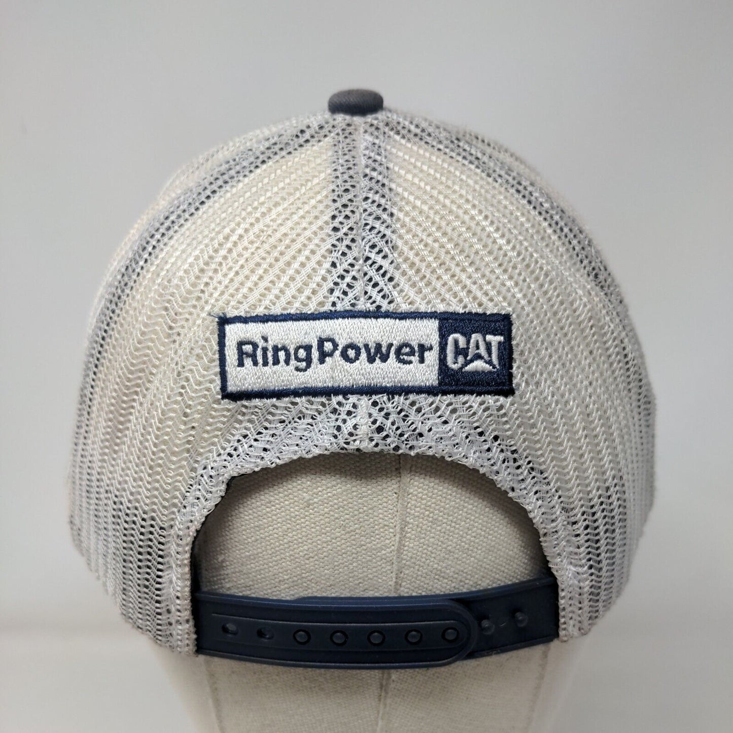 CAT Ring Power Snapback Trucker Hat Blue One Size Embroidered Mesh Back