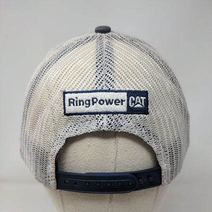 CAT Ring Power Snapback Trucker Hat Blue One Size Embroidered Mesh Back