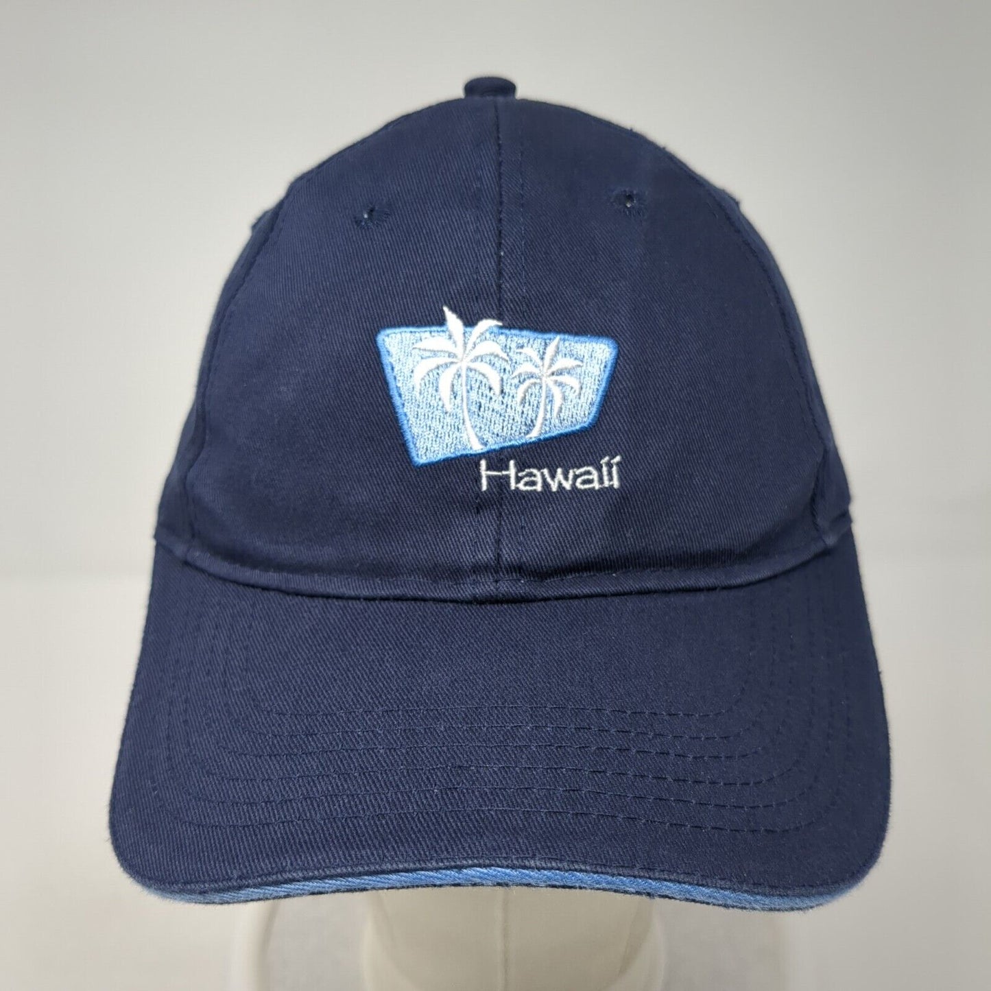 Hawaii Palm Trees Strapback Hat Blue One Size Adjustable Embroidered