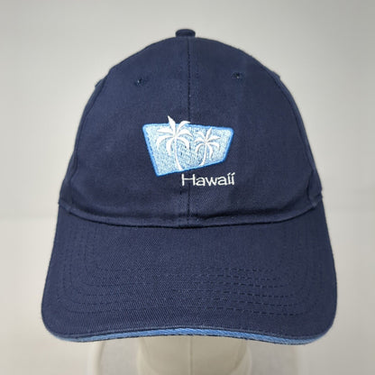 Hawaii Palm Trees Strapback Hat Blue One Size Adjustable Embroidered
