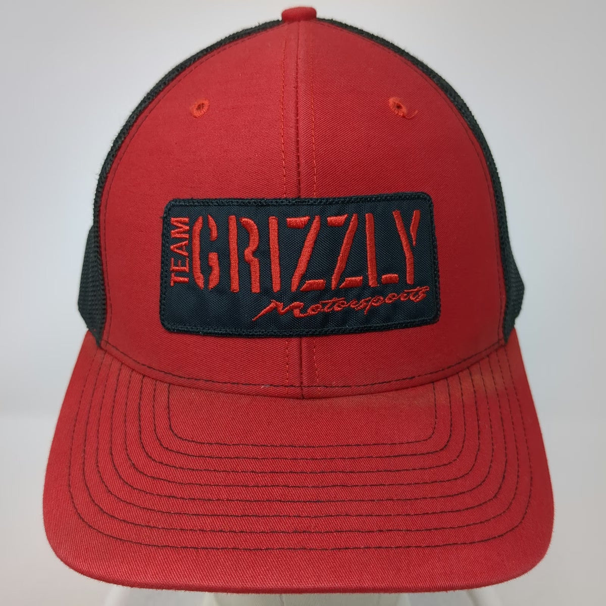 Richardson Trucker Hat Red One Size Team Grizzly Motorsports Mesh Snapback