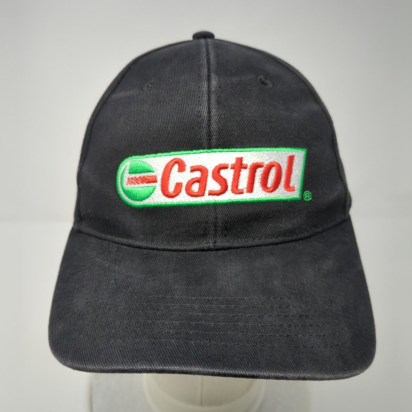 Castrol Strapback Hat Black OSFA Adjustable Embroidered Solid 6 Panel
