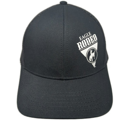 Trucker Hat Black One Size Eagle Rodeo Bucking Bronco Logo Mesh Back Snapback