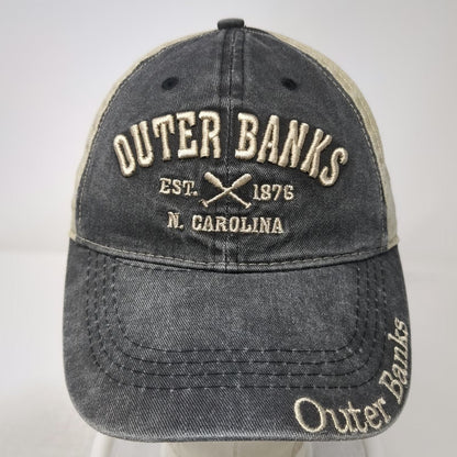 Beach Mart Baseball Cap Black Beige One Size Outer Banks NC Oars Strapback Hat