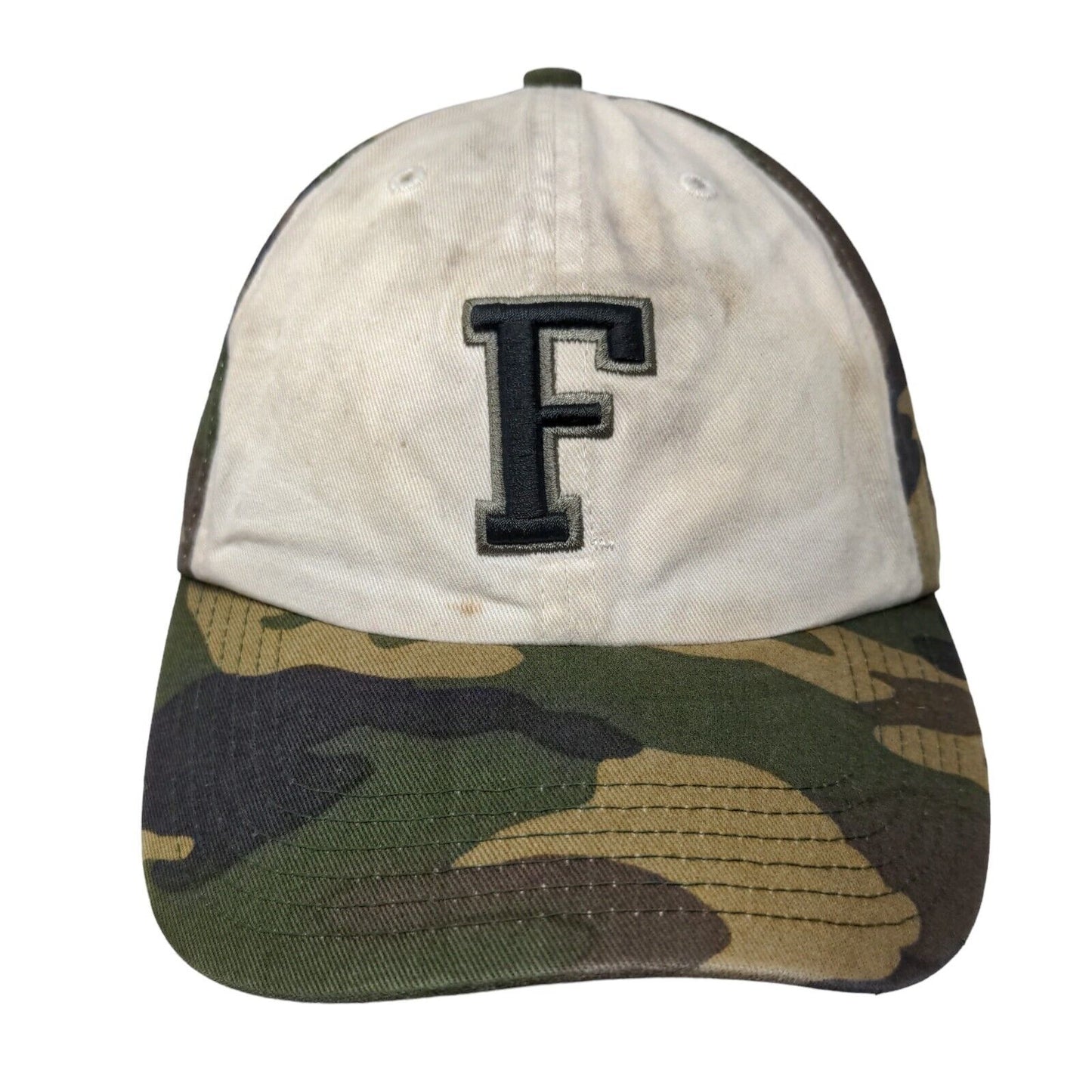 Unbranded Camo Slideback Hat Embroidered F Logo Adjustable Distressed Worn