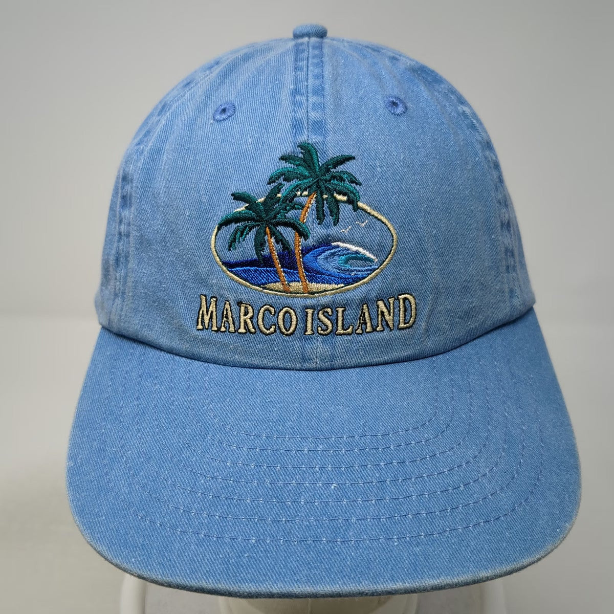 Distinctive Headwear Baseball Cap Blue One Size Marco Island Palm Trees Hat