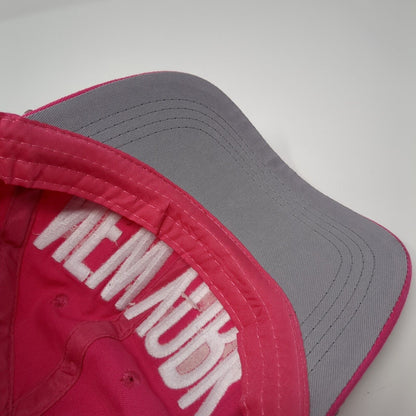 New York Slideback Hat Pink One Size Adjustable Studded Rhinestone Bling