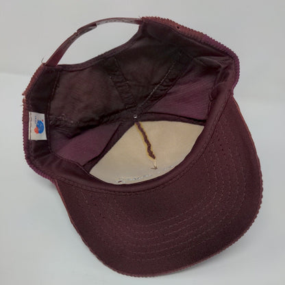 Stuart James Snapback Hat Red M/L Adjustable Corduroy Embroidered 6 Panel