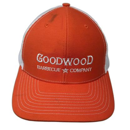 Richardson Trucker Hat Orange White One Size Goodwood Barbecue Company Mesh
