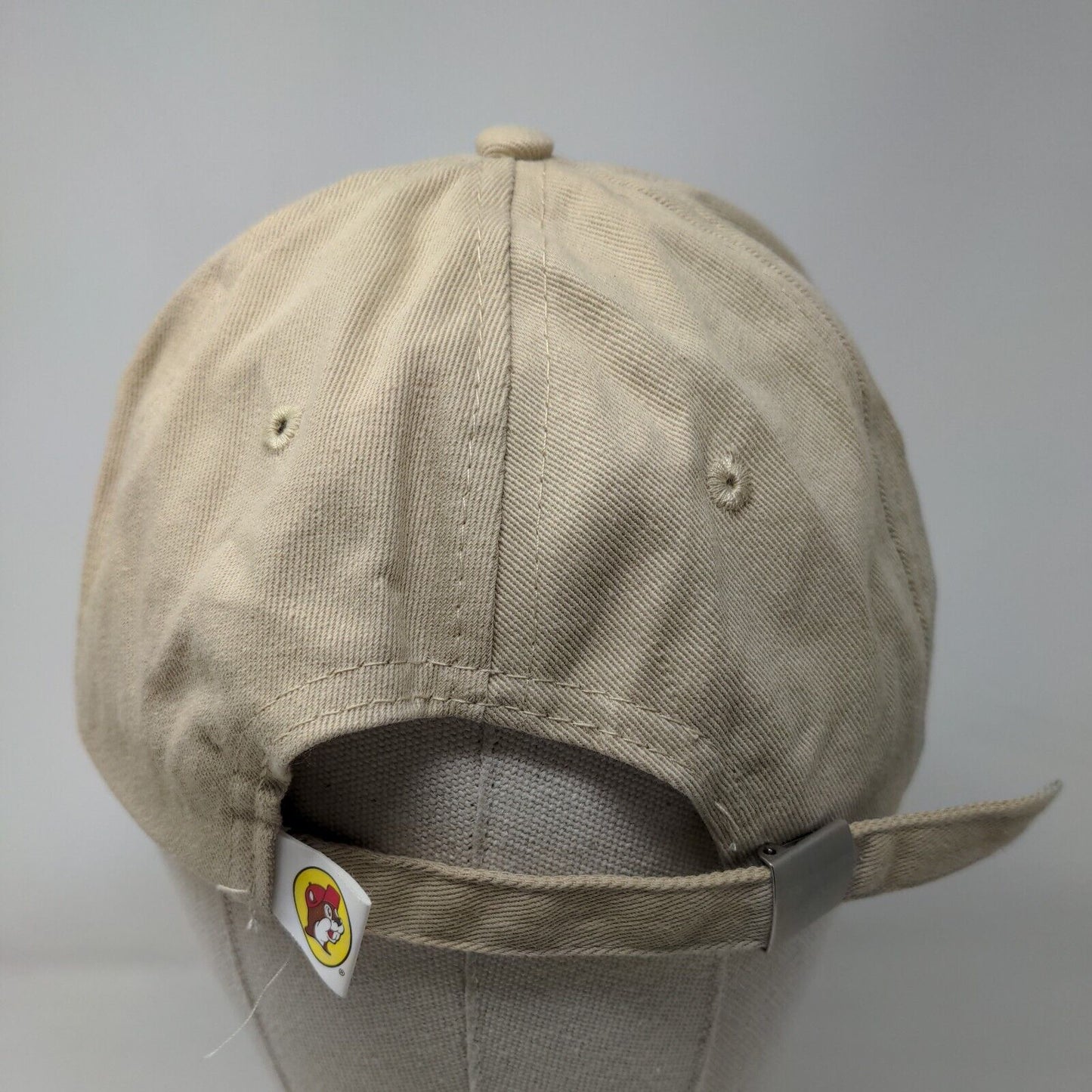 Be Happy Slideback Hat Tan One Size Embroidered Adjustable Buc-ee's