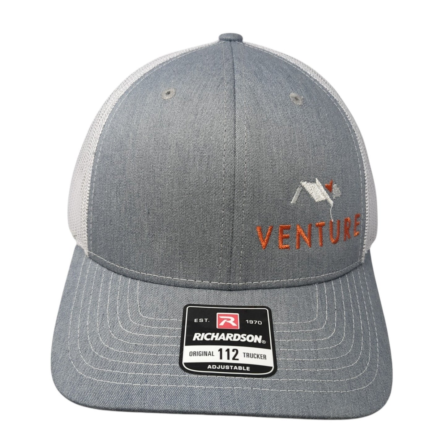 Venture Trucker Hat Gray One Size Adjustable Embroidered Mesh Back Richardson