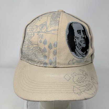 Benjamin Franklin Dollar Bill Fitted Hat Tan 7 1/2 Embroidered Vent Holes