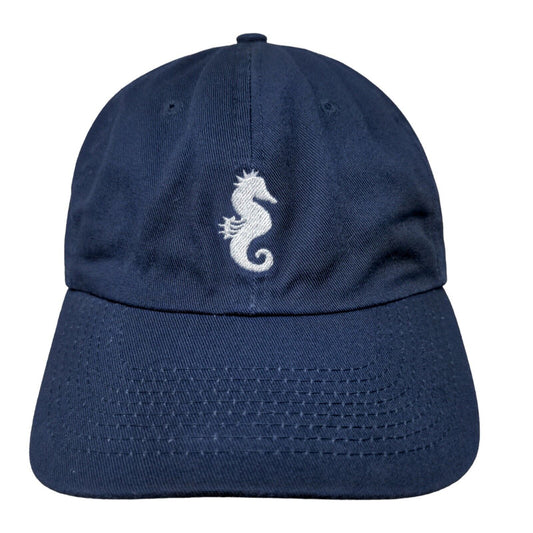 Sunny Co. Men's Strapback Hat Blue Embroidered Seahorse Logo Adjustable