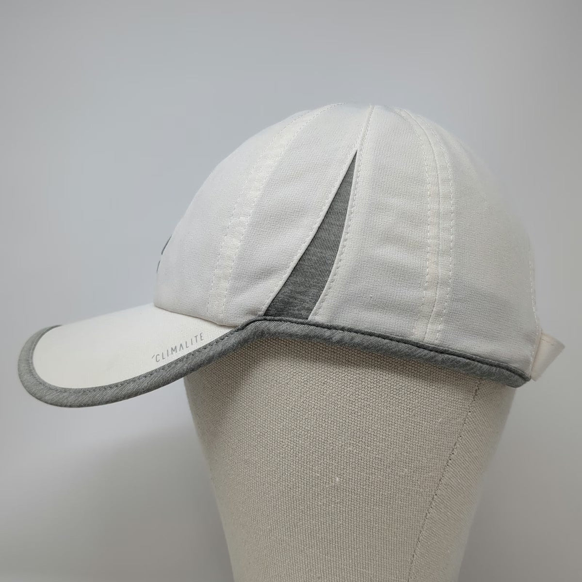 Adidas Baseball Cap White Gray One Size Climalite Strapback Curved Brim Hat